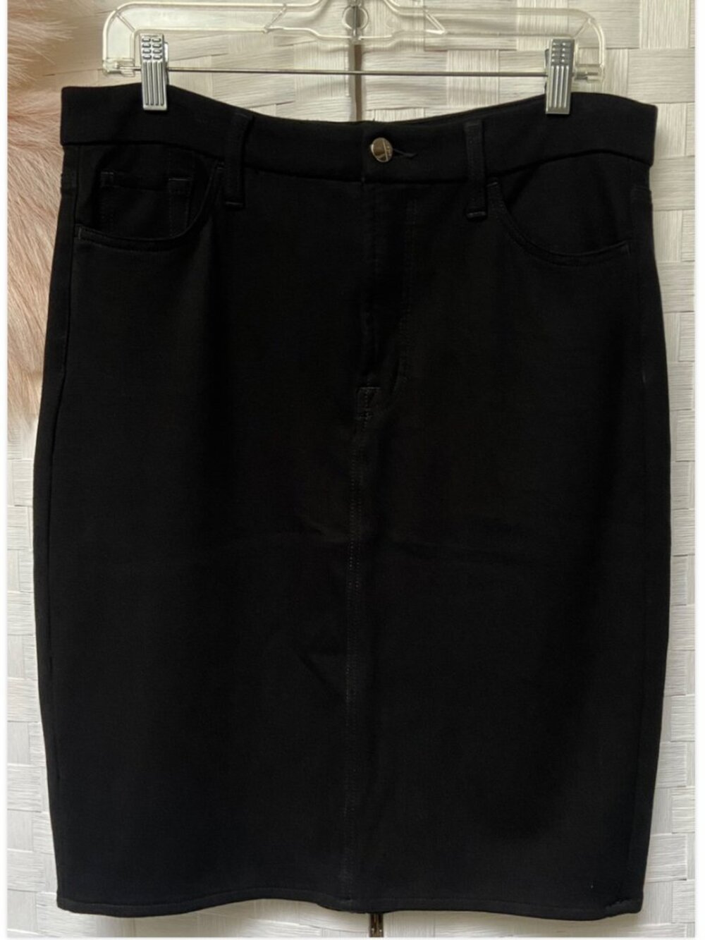 Jen 7 For All Mankind Black Zip Button Knee Length Skirt Size 10